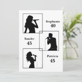 ジョイント誕生日トリプルザおもしろいミニマリストホワイト 招待状 (スタンド正面)