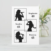 ジョイント誕生日トリプルザおもしろいミニマリストホワイト 招待状 (スタンド正面)