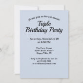ジョイント誕生日トリプルザおもしろいミニマリストホワイト 招待状 (裏面)