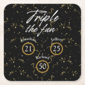 ジョイント誕生日トリプルザおもしろい スクエアペーパーコースター (正面)