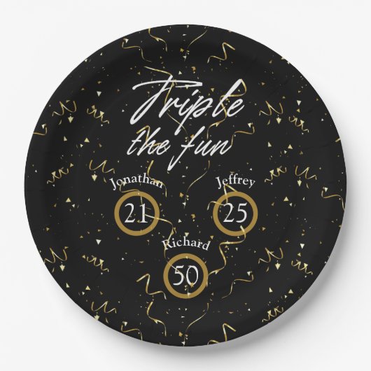 ジョイント誕生日トリプルザおもしろい ペーパープレート (正面)