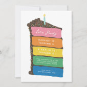 ジョイント誕生日レインボーレイヤケーキパーティー 招待状 (正面)