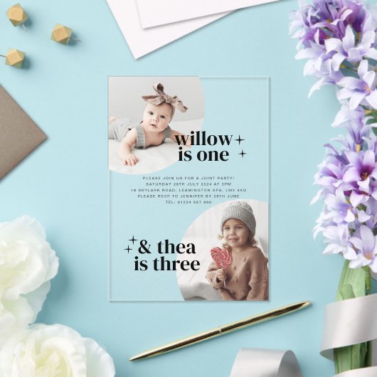 ジョイント誕生日招待状とアーチ アクリル招待状 (インサイチュ (ウェディング))