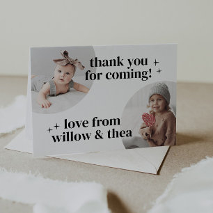 ジョイント誕生日招待状とアーチ サンキューカード