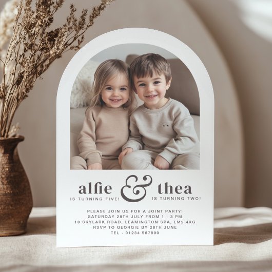 ジョイント誕生日招待状アーチ 招待状