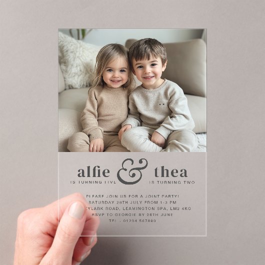 ジョイント誕生日招待状ポートレート アクリル招待状 (インサイチュ (ポータブル))