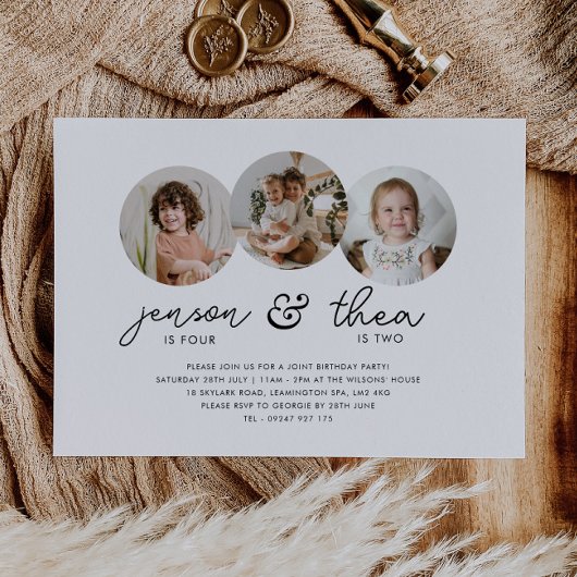 ジョイント誕生日3ラウンド写真 招待状