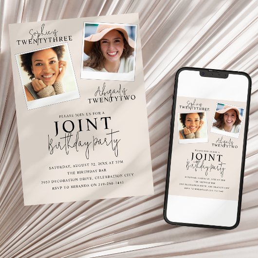 ジョイント誕生日 | 2フォト招待状 招待状