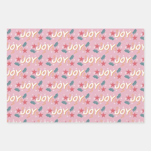 ジョインピンクトレンディークリスマスキャンディースターフローラ ラッピングペーパーシート (正面2)