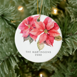 ジョインポインセチアリースとベリー セラミックオーナメント