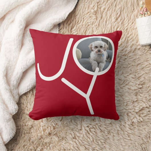 ジョイ写真テンプレートパーソナライズされたクリスマス クッション (ブランケット)