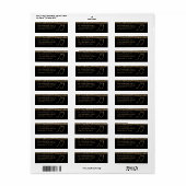 ジョイ差出人住所金ゴールドグリッターブラッククリスマス ラベル (フルシート)