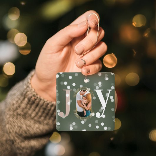 ジョイ愛モダン型ジオメトリファミリーフォトグリーン セラミックオーナメント