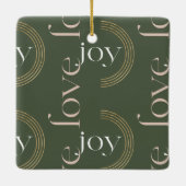 ジョイ愛モダン型ジオメトリファミリーフォトグリーン セラミックオーナメント (裏面)