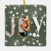 ジョイ愛モダン型ジオメトリファミリーフォトグリーン セラミックオーナメント (正面)