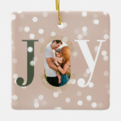ジョイ愛モダン型幾何家族写真ピンク セラミックオーナメント (正面)