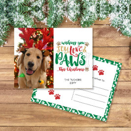 ジョイ愛犬クリスマスレッドグリーン写真 ポストカード