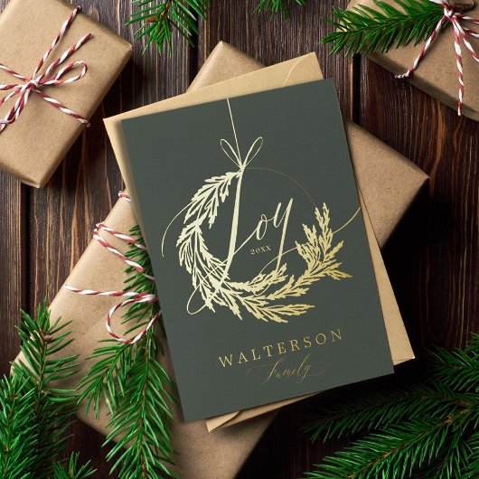 ジョイ書道ガーランドリース家族写真 箔シーズンカード