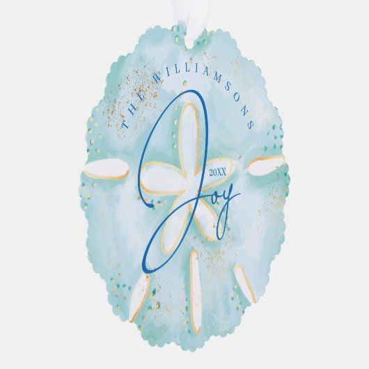 ジョイ水の色の海砂ドルの貝殻の写真 オーナメントカード (右)