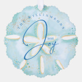 ジョイ水の色の海砂ドルの貝殻の写真 オーナメントカード (正面)