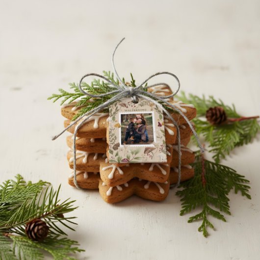 ジョイ水彩木林キノコ写真 ギフトタグ