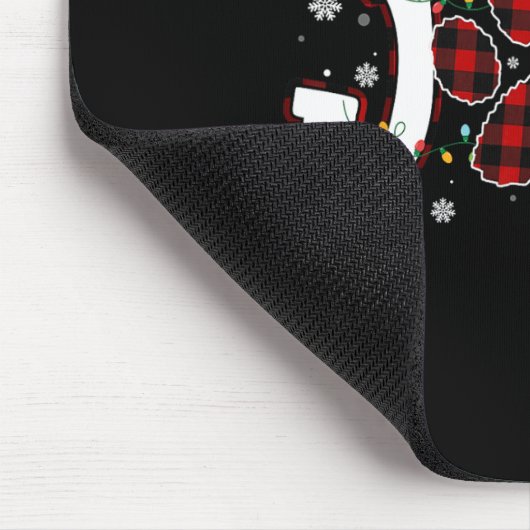 ジョイ水牛レッドプレイドドッグポープリントクリスマスオーナ マウスパッド (コーナー)