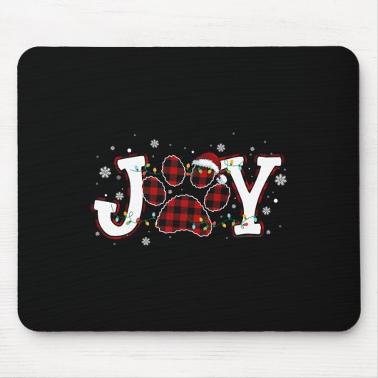 ジョイ水牛レッドプレイドドッグポープリントクリスマスオーナ マウスパッド (正面)