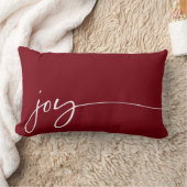 ジョイ深いレッドエレガントスクリプトタイポグラフィクリスマス ランバークッション (ブランケット)