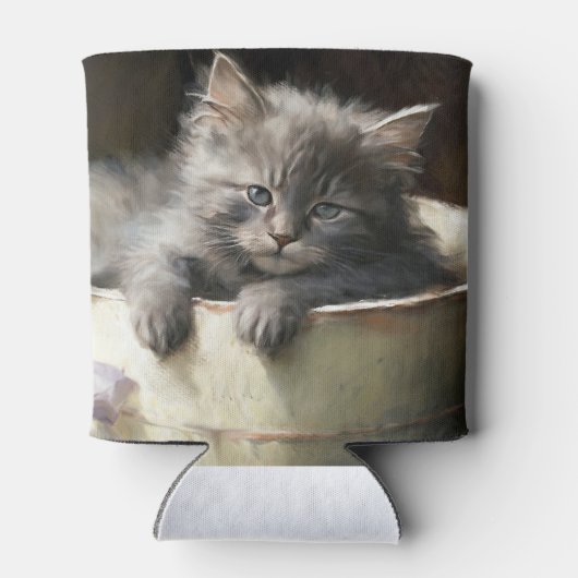 ジョイ満載のバケツ甘いグレーの子猫 缶クーラー (裏面)