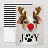 ジョイ犬の手プリントクリスマスフォトカード 招待状 (正面/裏面)