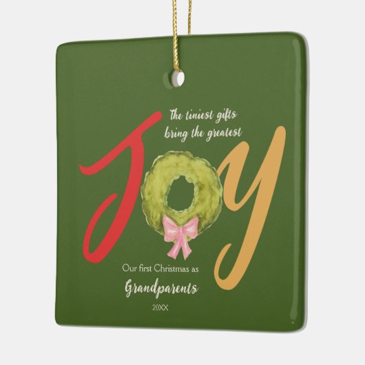 ジョイ祖父母初めてのクリスマスキープサケリース セラミックオーナメント (左)