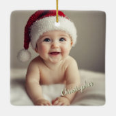 ジョイ祖父母初めてのクリスマスキープサケリース セラミックオーナメント (裏面)