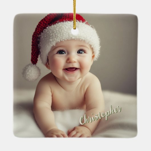 ジョイ祖父母初めてのクリスマスキープサケリース セラミックオーナメント (裏面)