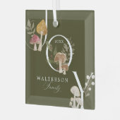 ジョイ素朴ウッドウォーター色のキノコのクリスマス ガラスオーナメント (正面左)