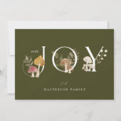 ジョイ素朴ウッドウォーター色のキノコのクリスマス シーズンカード (正面)