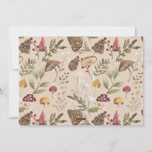 ジョイ素朴ウッドウォーター色のキノコのクリスマス シーズンカード (裏面)