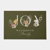 ジョイ素朴ウッドウォーター色のキノコのクリスマス ドアマット (正面)