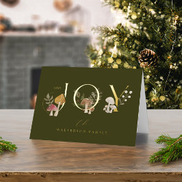 ジョイ素朴ウッドウォーター色のキノコのクリスマス 箔シーズンカード