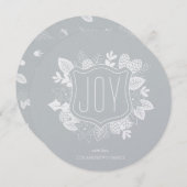 ジョイ素朴ラウンドきらめくシルバーホリデーカード シーズンカード (正面/裏面)