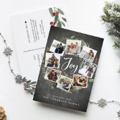 ジョイ素朴リース |写真素朴コラージュのクリスマス シーズンポストカード