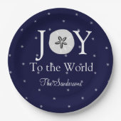 ジョイ航海のサンドラールブルーホワイトクリスマス ペーパープレート (正面)