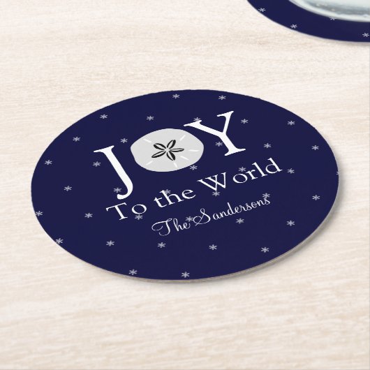 ジョイ航海のサンドラールブルーホワイトクリスマス ラウンドペーパーコースター (アングル)