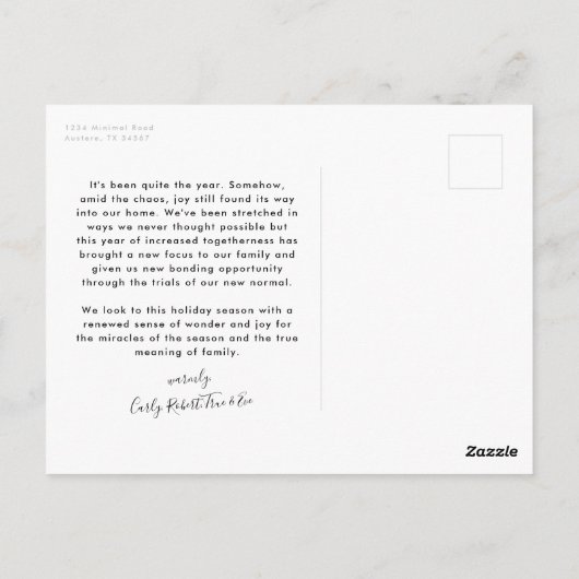 ジョイ見つかった私たちアーチ型フォトホリデー ポストカード (裏面)