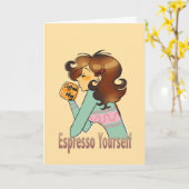 ジョイ誕生日コーヒーアートで醸造 カード (黄色い花)