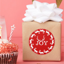 ジョイ赤と白ディアアントラークリスマスホリデー ラウンドシール