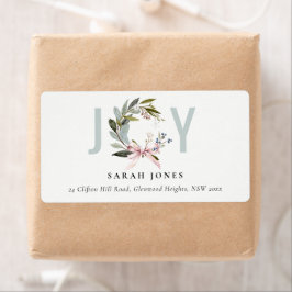 ジョイ赤面グリーンウィンタークリスマスリースアドレス ラベル