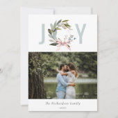 ジョイ赤面ブルーグリーンウィンタークリスマスリース写真 シーズンカード (正面)