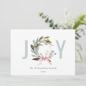 ジョイ赤面ブルーグリーンウィンタークリスマスリース シーズンカード (スタンド正面)