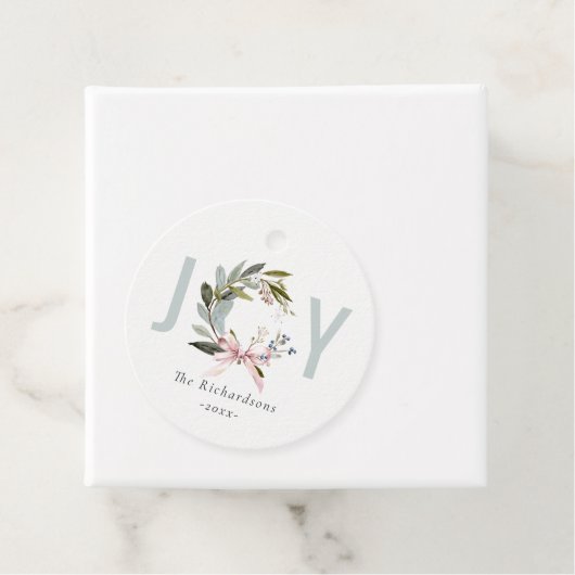 ジョイ赤面ブルーグリーンウィンタークリスマスリース フェイバータグ (インサイチュ)