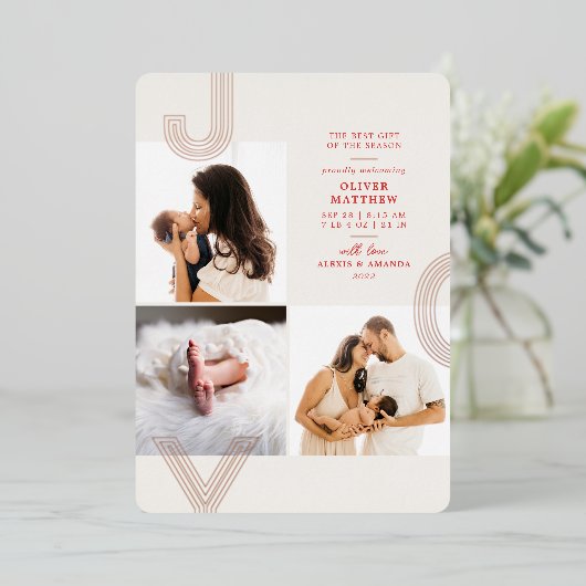 ジョイ赤面誕生発表ゴールドフォイルホリデイ 箔シーズンカード (立ち正面)
